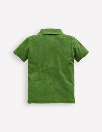Slub Polo Shirt-Broccoli Green-2