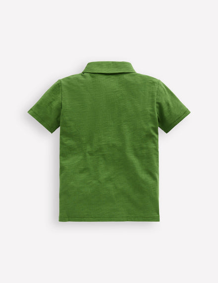 Slub Polo Shirt-Broccoli Green