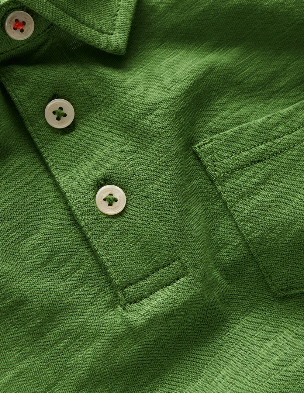 Slub Polo Shirt-Broccoli Green-3