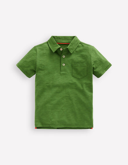 Slub Polo Shirt-Broccoli Green