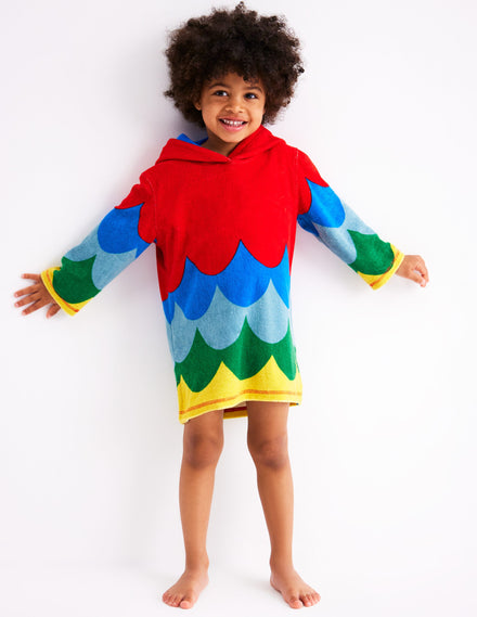 Appliqué Towelling Throw-on-Multi Rainbow Parrot