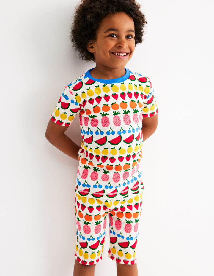 Snug Short John Pyjamas-Fruit Stripe