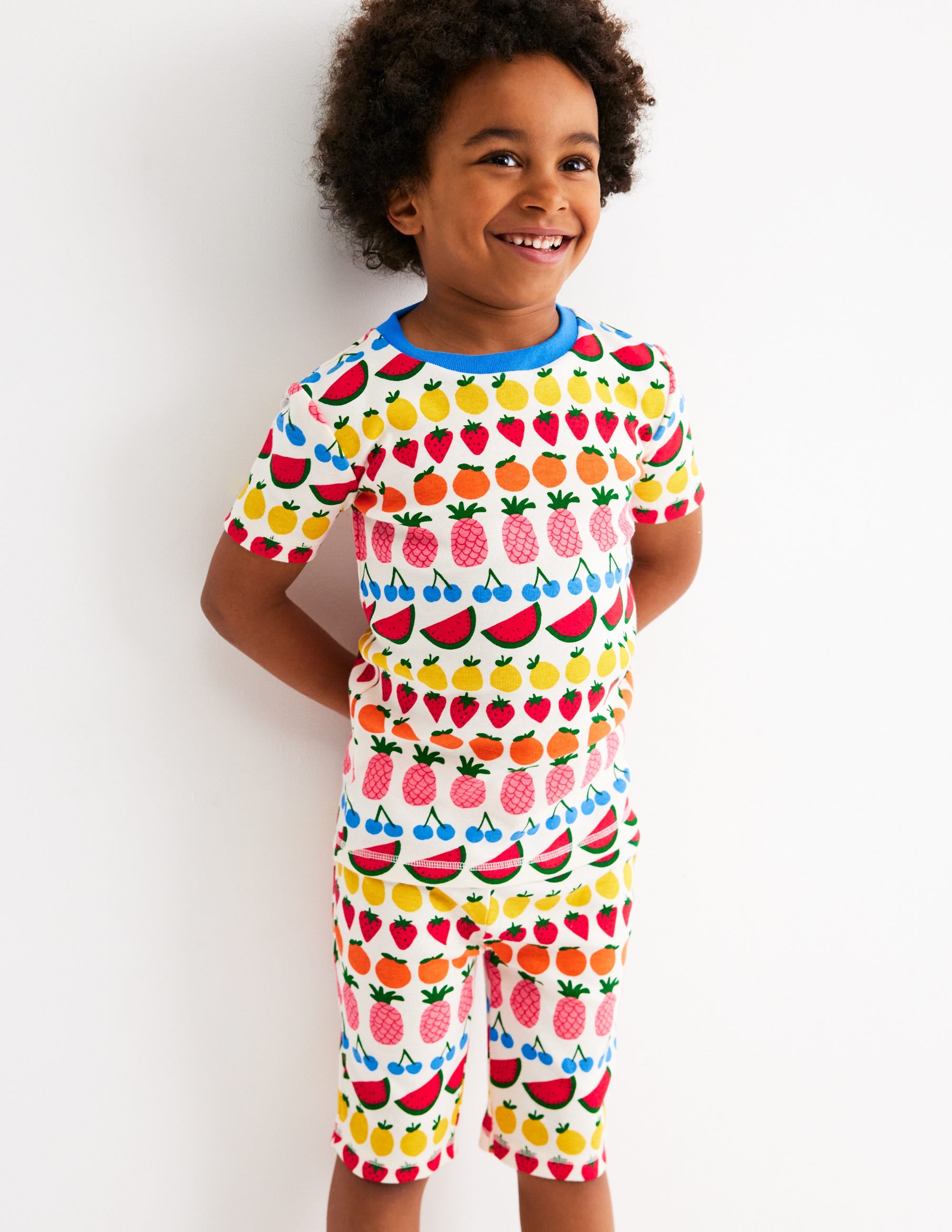 Snug Short John Pyjamas-Fruit Stripe - Image 1