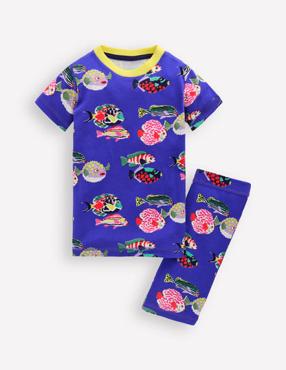 Snug Short John Glow Pyjamas-Blue Heron Fish
