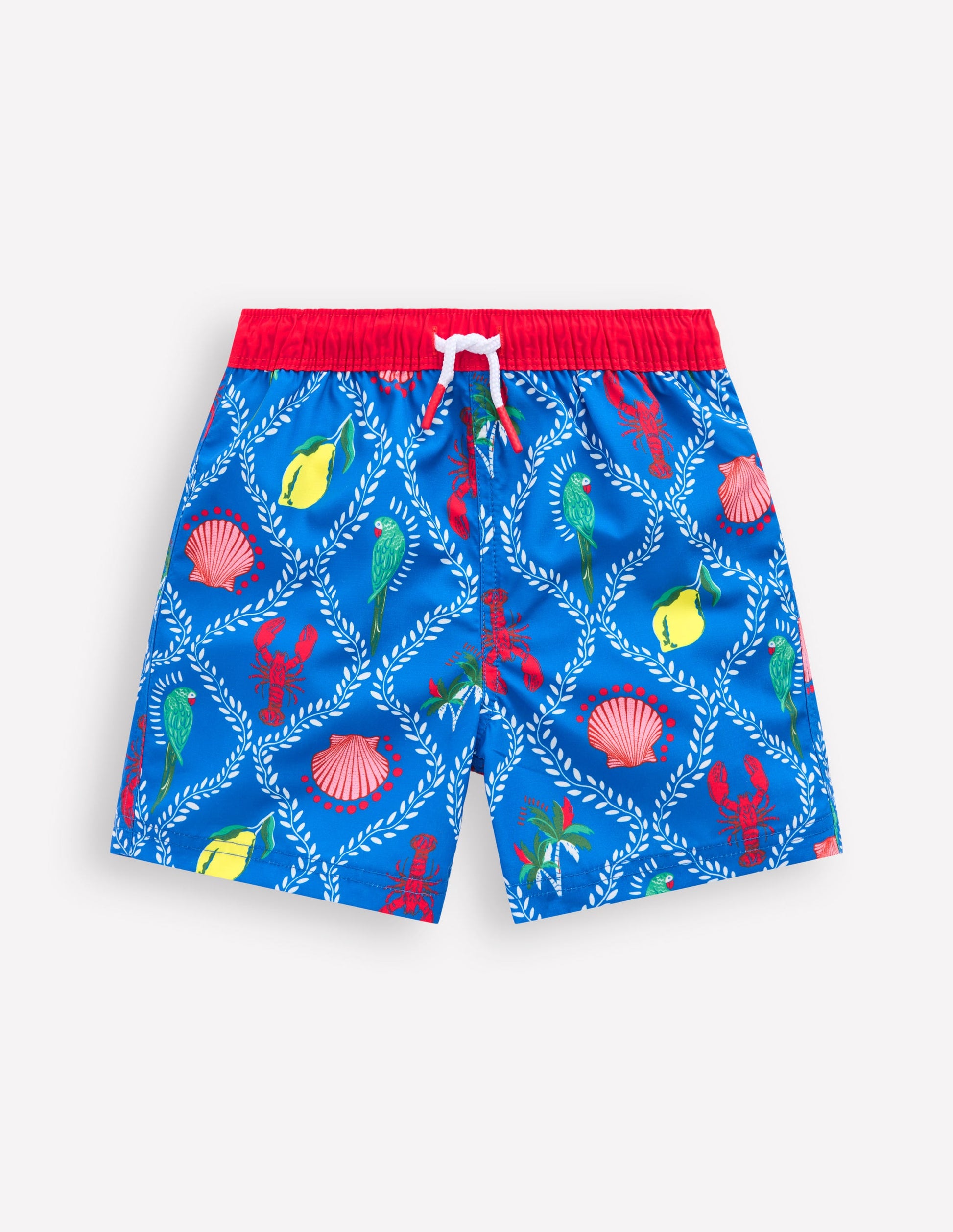 Swim Shorts-Bright Blue Tropical Tile-2