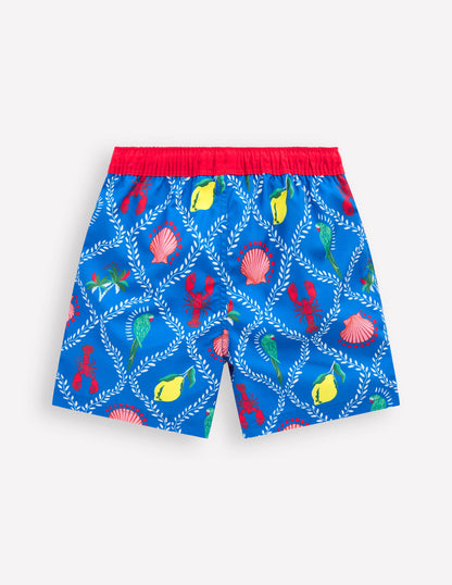 Swim Shorts-Bright Blue Tropical Tile-3