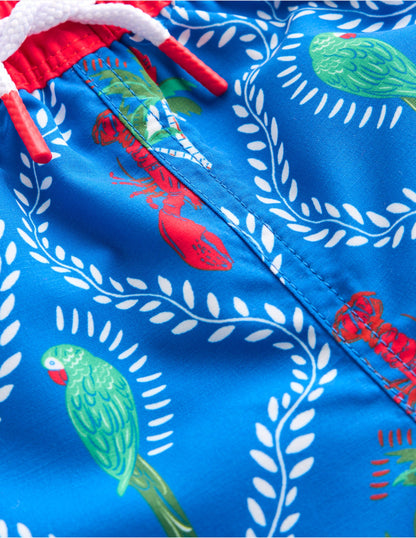 Swim Shorts-Bright Blue Tropical Tile-4
