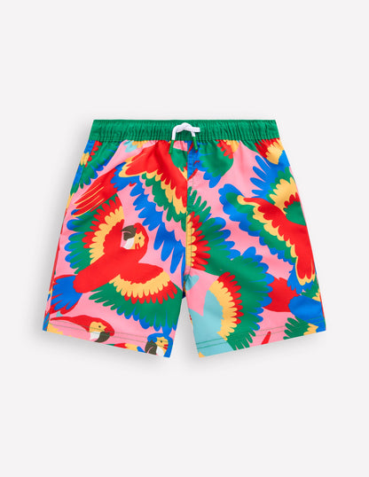 Swim Shorts-Multi Rainbow Parrot-1
