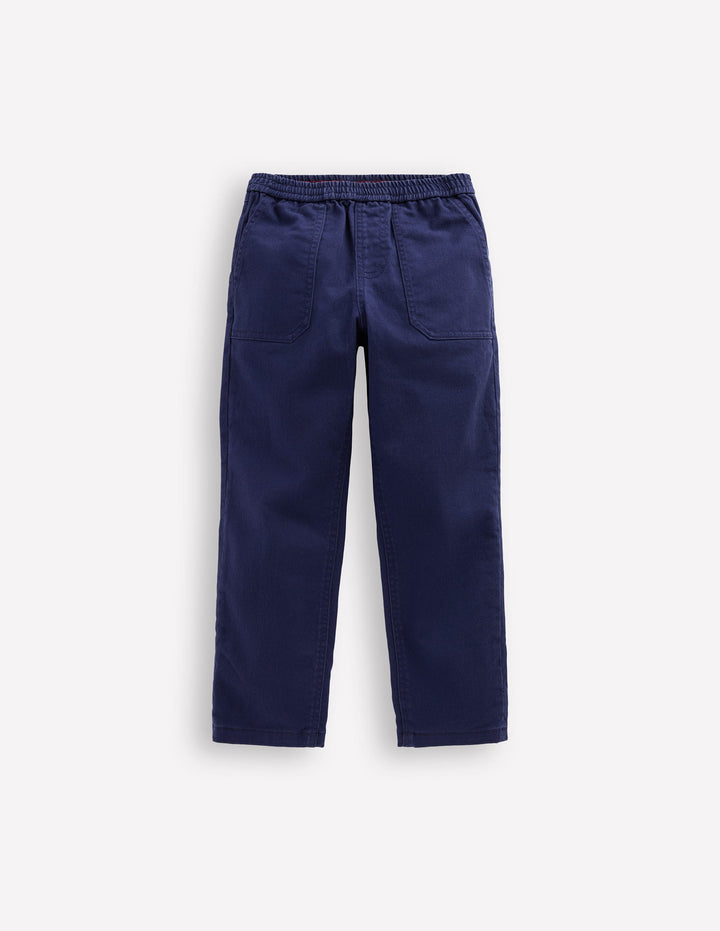 Pull-on Cotton Trouser-Navy