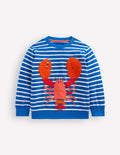Fun Towelling Sweatshirt-Blue and Ivory Lobster