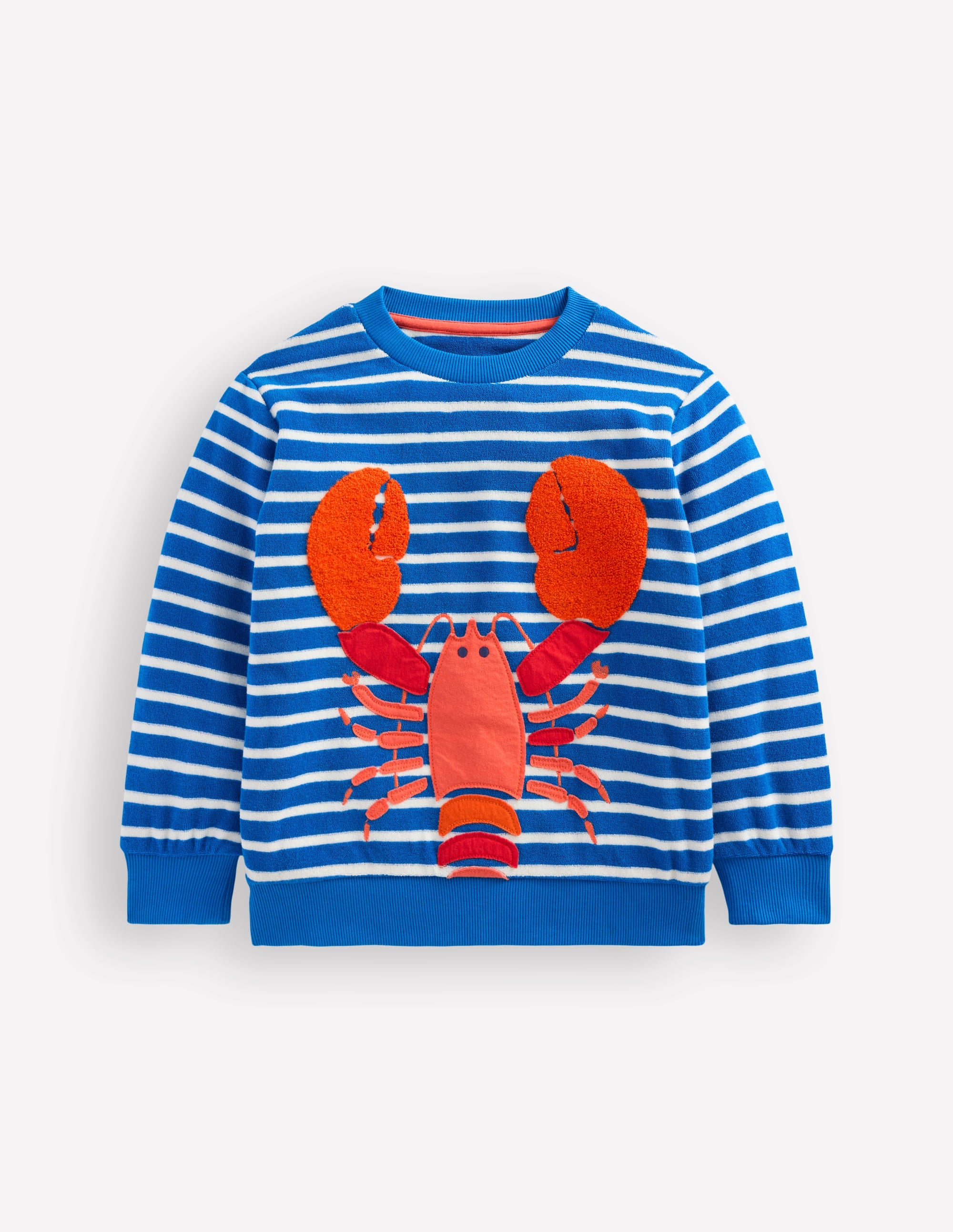 Fun Towelling Sweatshirt-Blue and Ivory Lobster - Image 1