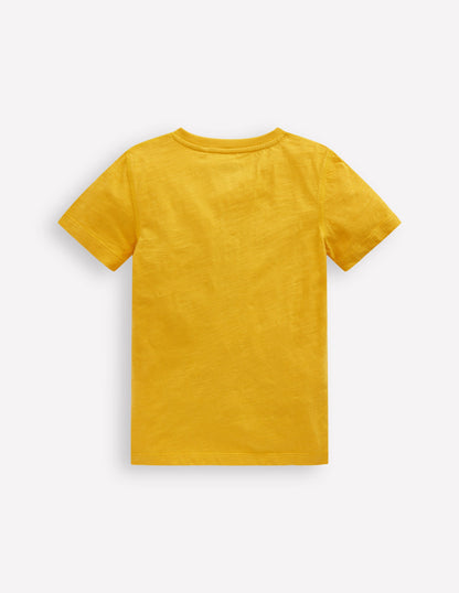 Short Sleeve Henley T-Shirt-Yellow