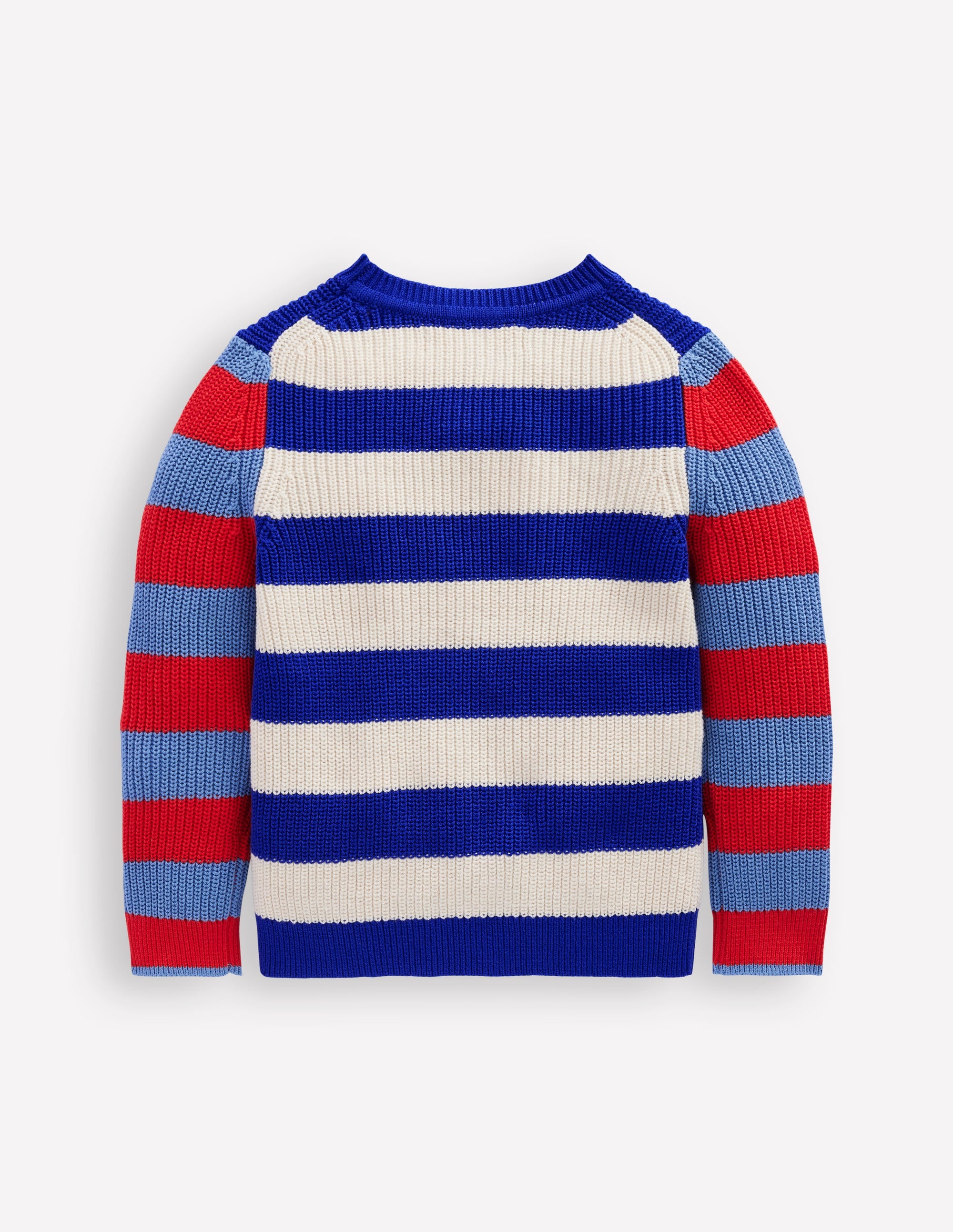 Everyday Cotton Jumper-Bright Blue/Ecru Marl Stripe - Image 2