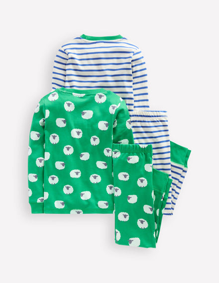 Snug Twin Pack Pyjamas-Trinity Green Sheep