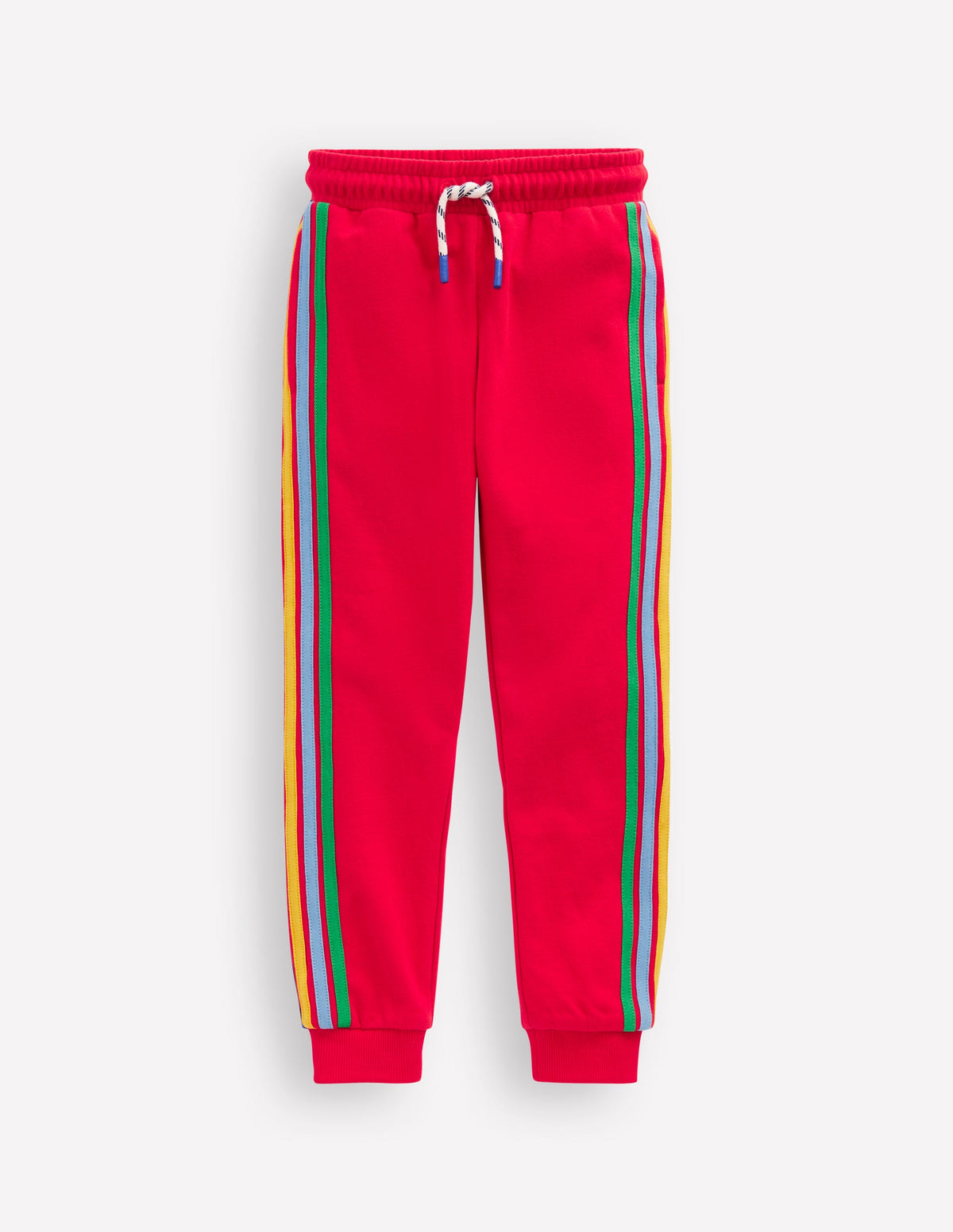 Rainbow Stripe Joggers-Poppy Red - Image 1