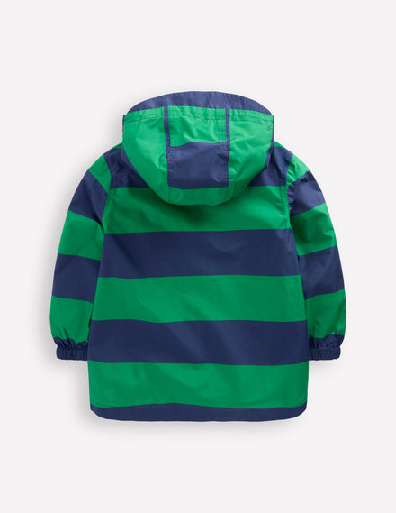 Pop Over Rain Jacket-Green Stripe