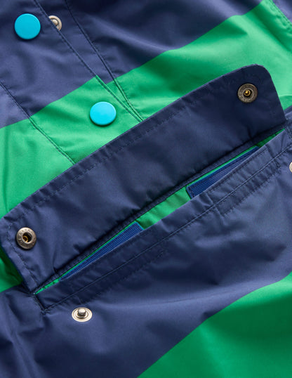 Pop Over Rain Jacket-Green Stripe