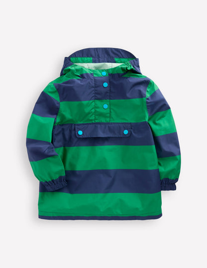 Pop Over Rain Jacket-Green Stripe