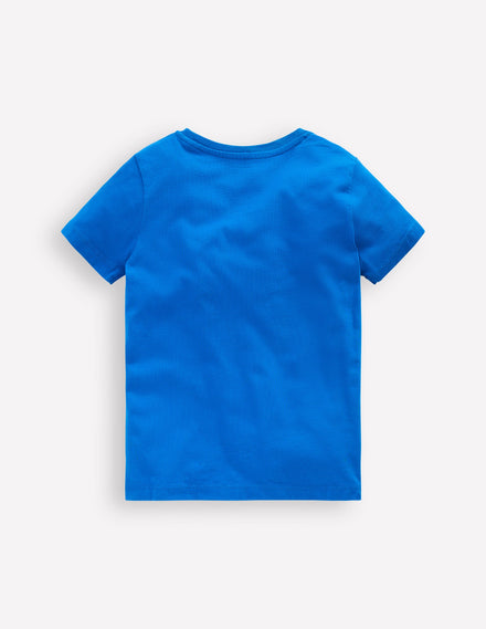 Zipper Applique T-Shirt-Kingfisher Blue Dog