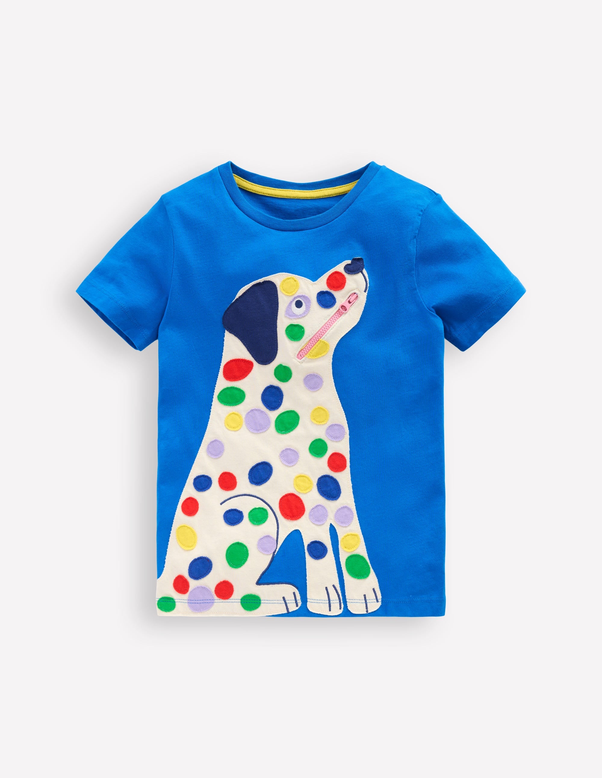 Zip Applique T-shirt-Kingfisher Blue Dog - Image 1