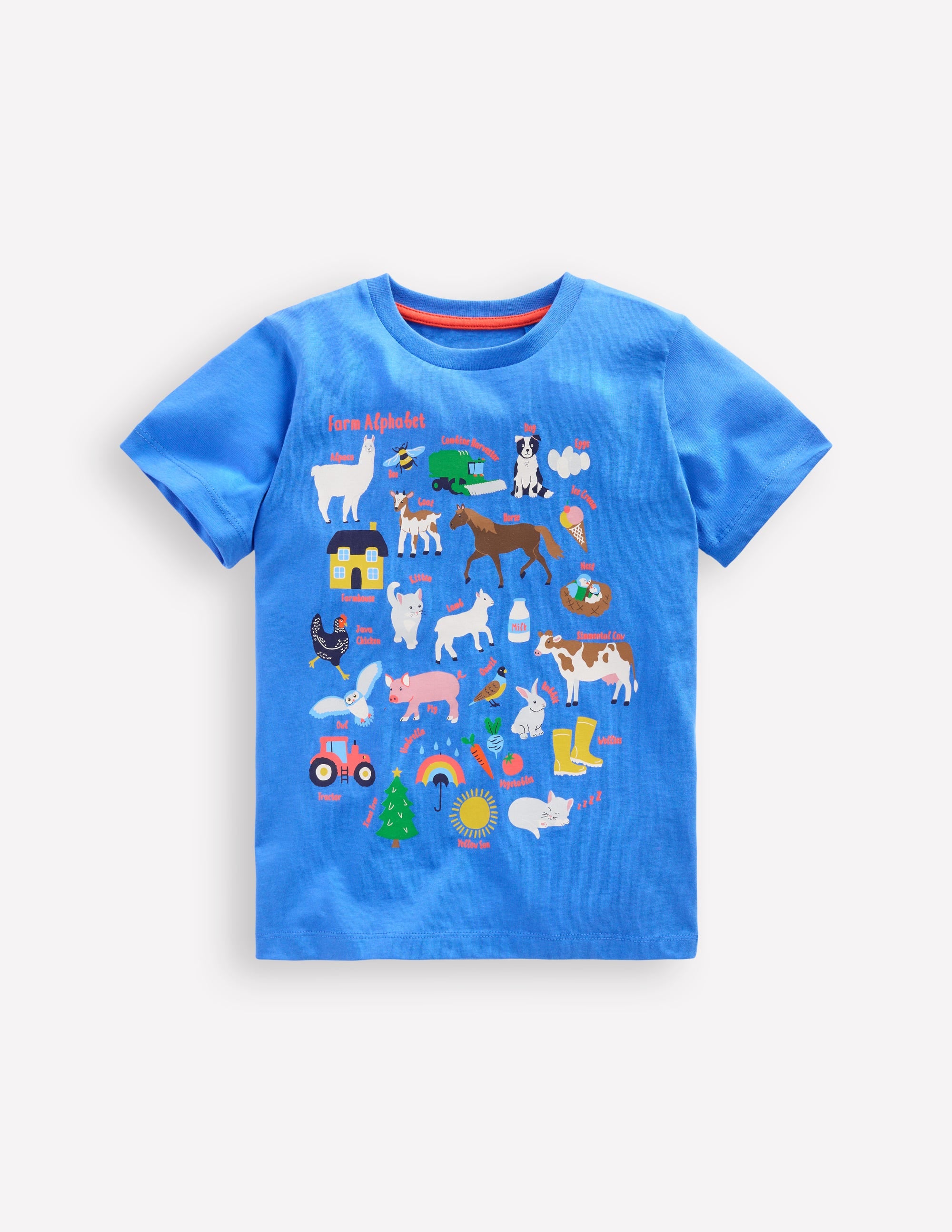 Short Sleeve Graphic T-shirt-Peacock Plume Blue Farm - Image 1