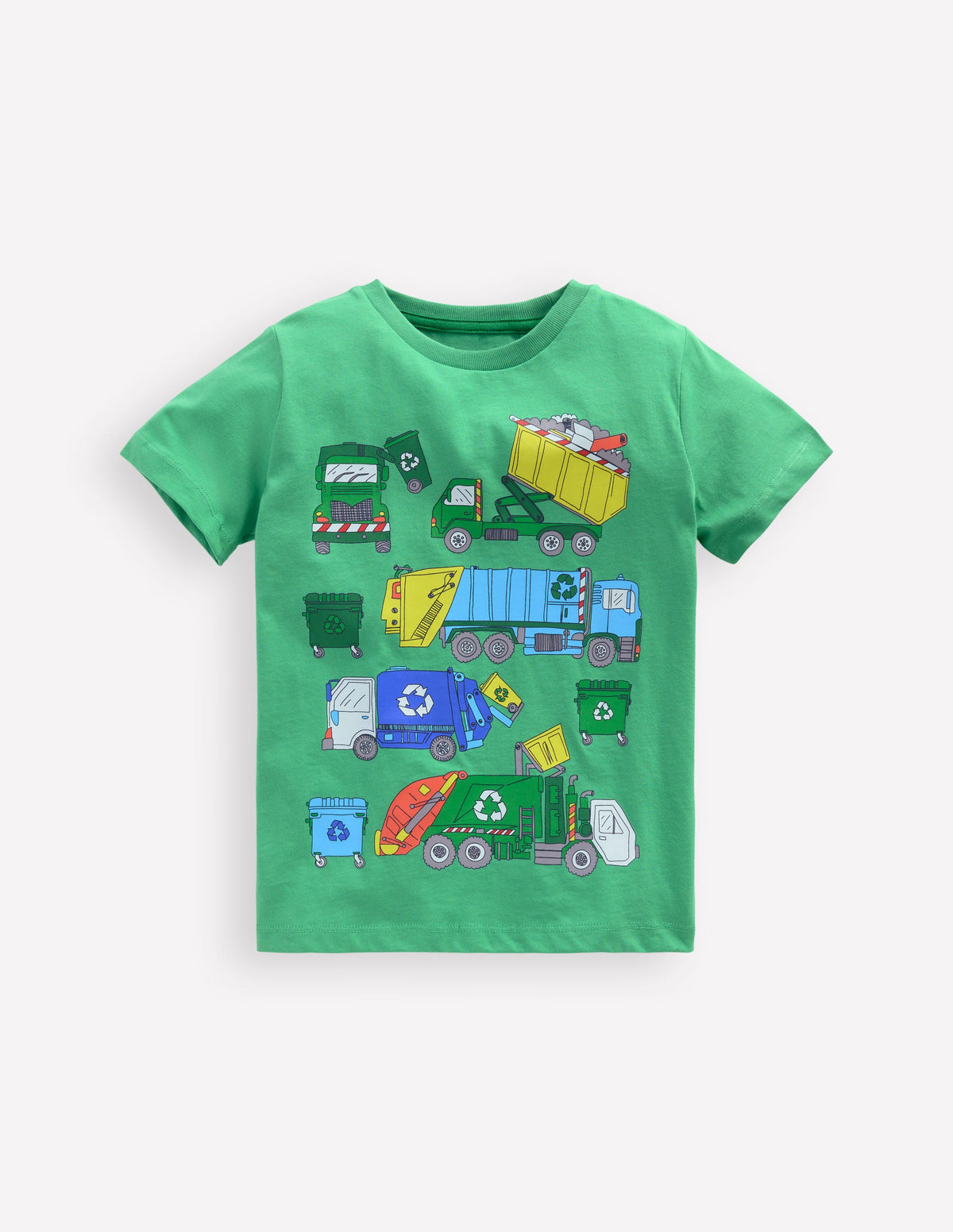 Short Sleeve Graphic T-shirt-Aloe Green Recycling trucks - Image 1