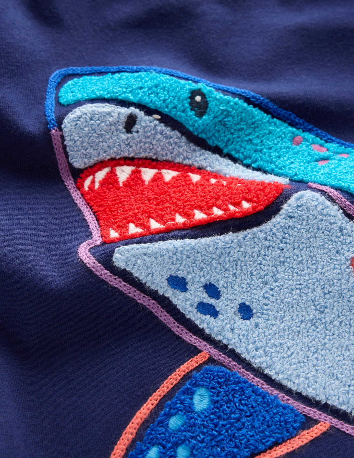 Chain Stitch T-Shirt-Medieval blue Shark