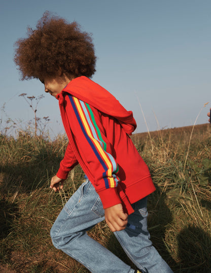 Rainbow Zip-Up Hoodie -Cherry Tomato Red