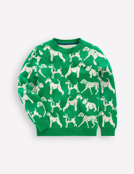 Novelty Jumper-Sapling Green Dogs