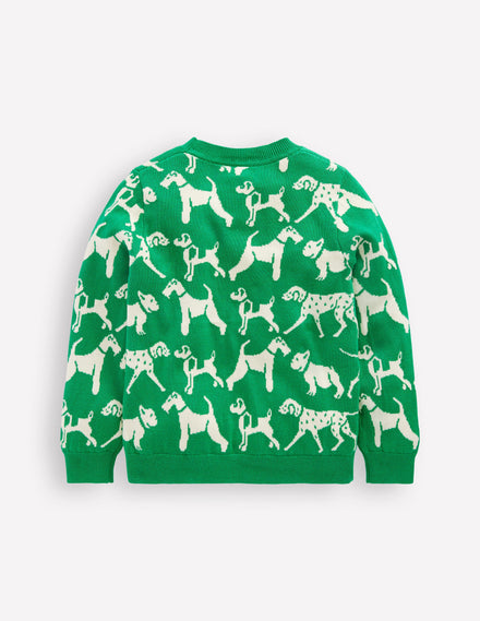 Novelty Jumper-Sapling Green Dogs