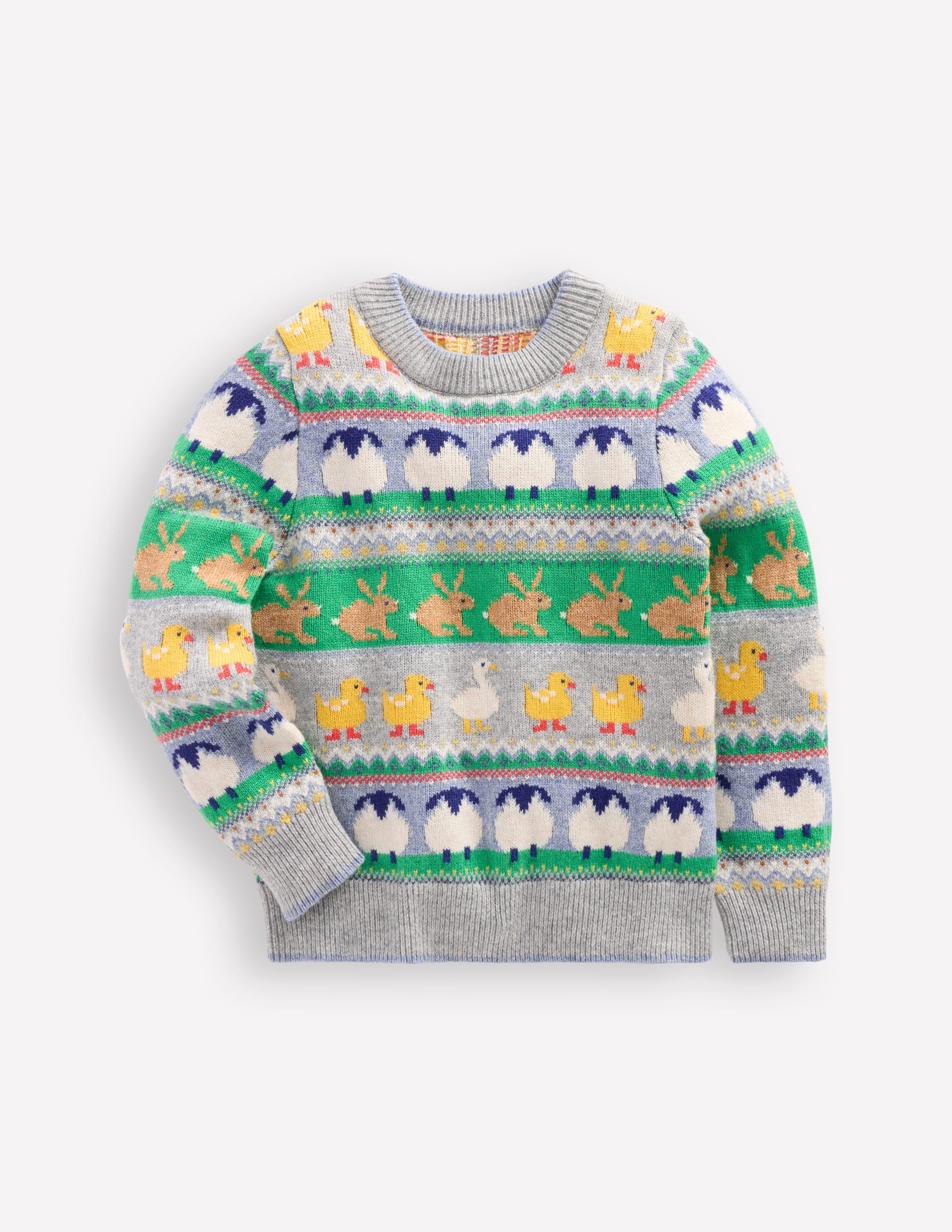 Fair Isle Jumper-Grey Marl Easter - Image 1