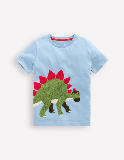 Short Sleeve Bouclé T-shirt-Glacier Blue Dino