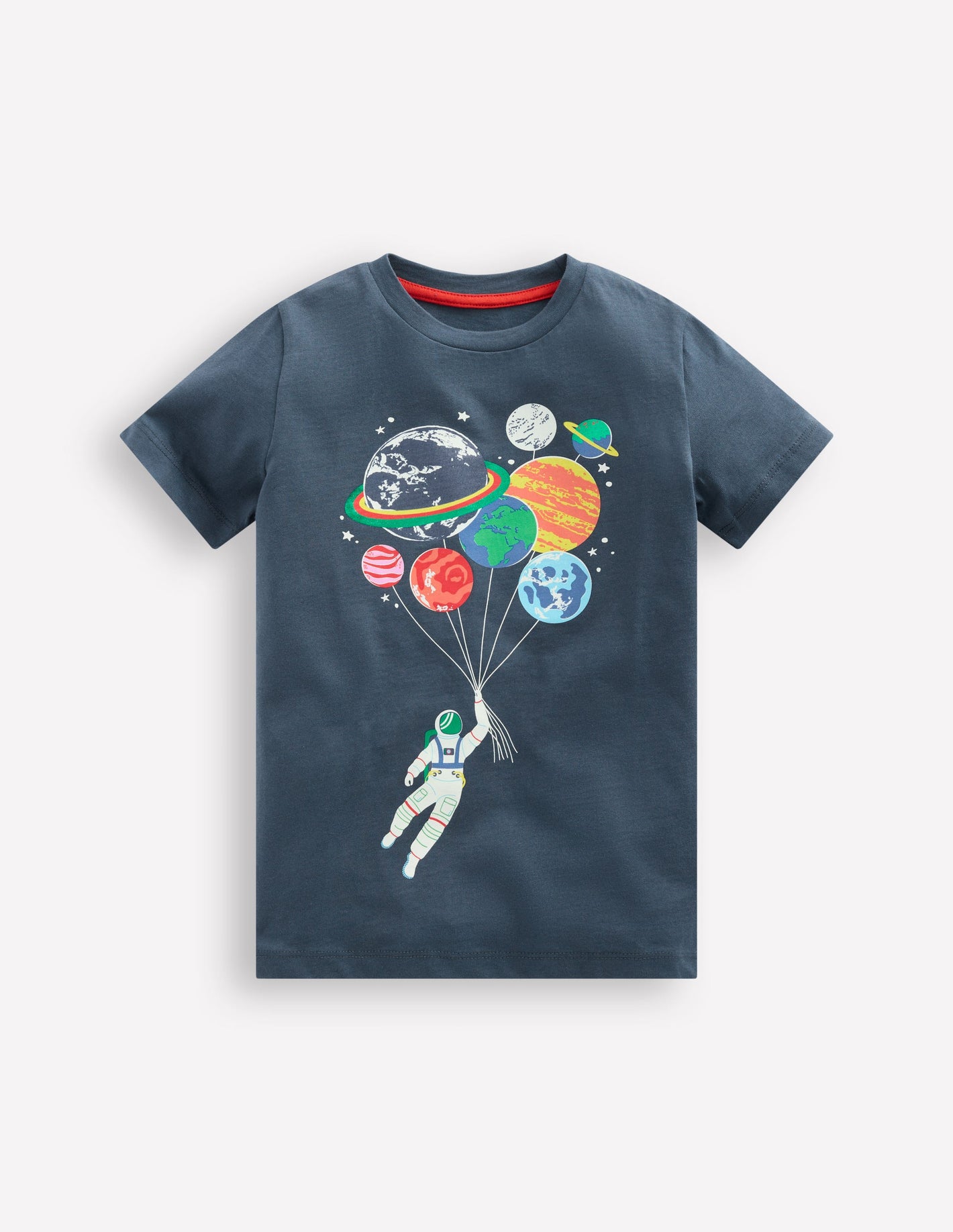 Short Sleeve GITD T-shirt-Robot Blue Spaceman Planets