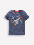 Glow Superstitch T-Shirt-Robot Blue Space