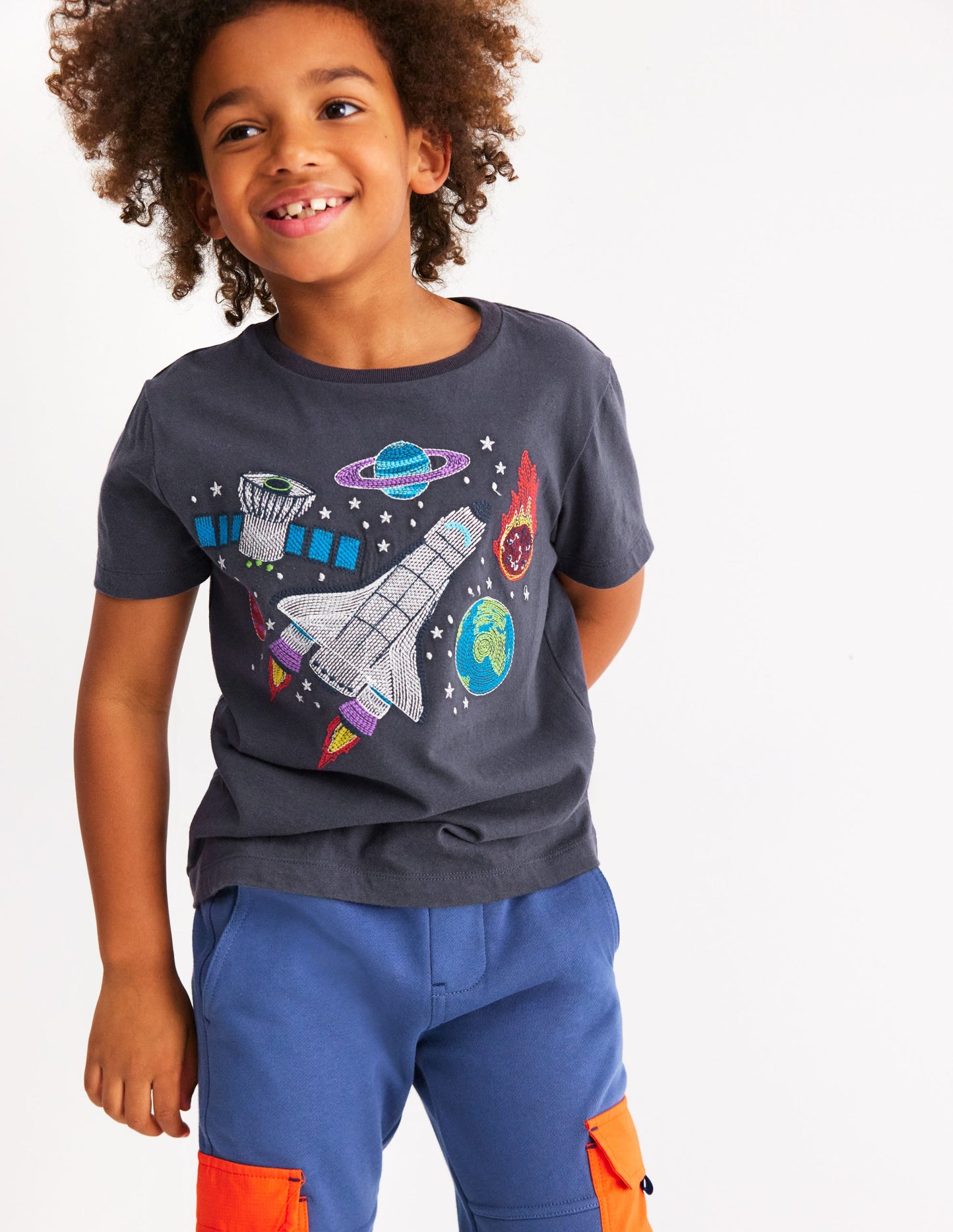 Glow Superstitch T-Shirt-Robot Blue Space