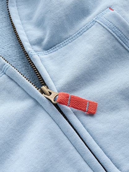 Garment Dye Zip Up Hoodie-Glacier Blue