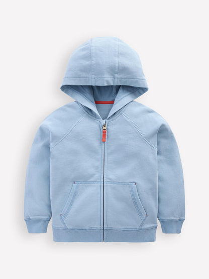 Garment Dye Zip Up Hoodie-Glacier Blue