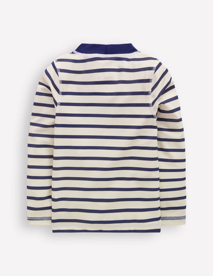 Sun Safe Breton Rash Vest-College Navy/ Ivory Stripe