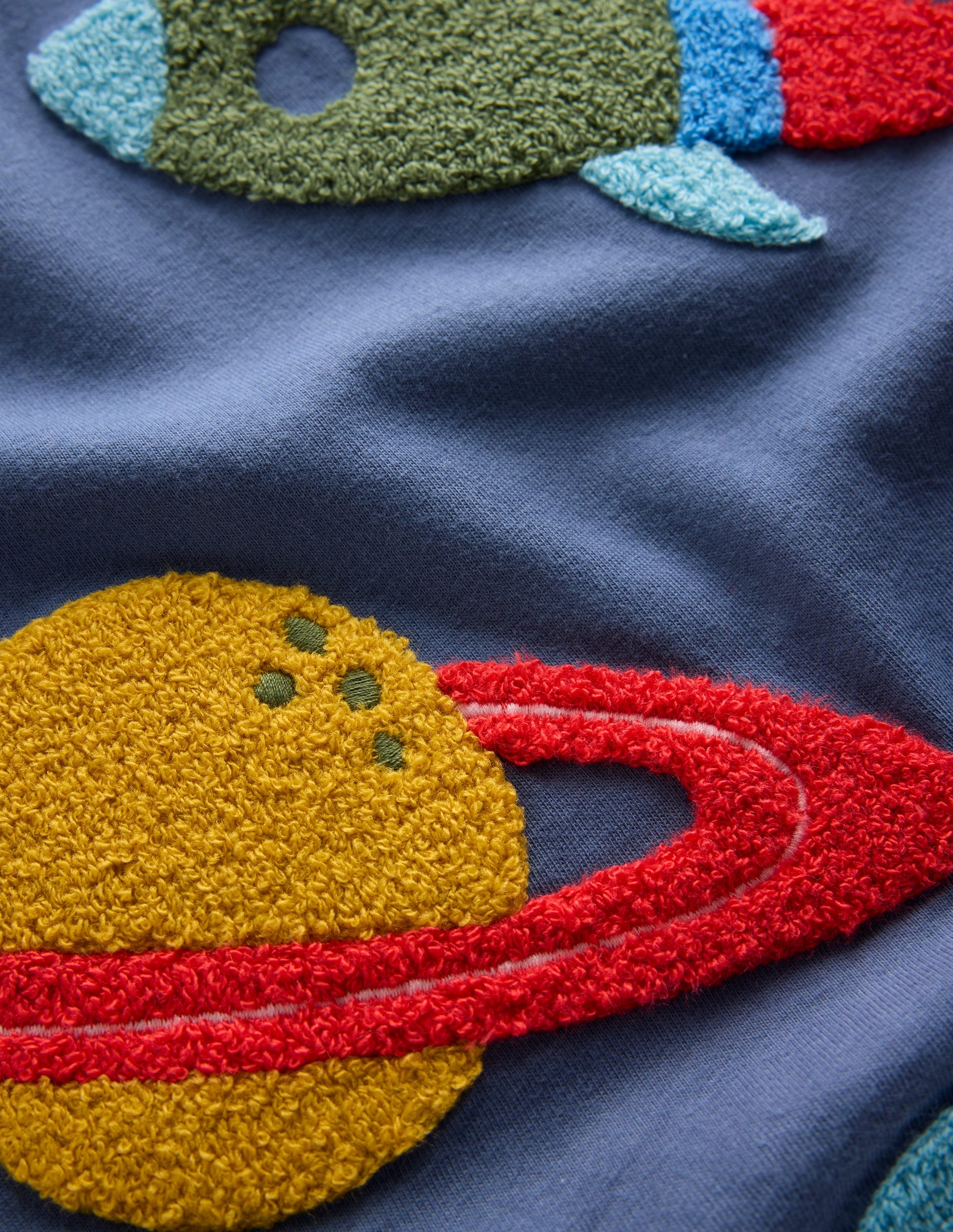 Applique Mock Sleeve T-Shirt-Robot Blue Space-3