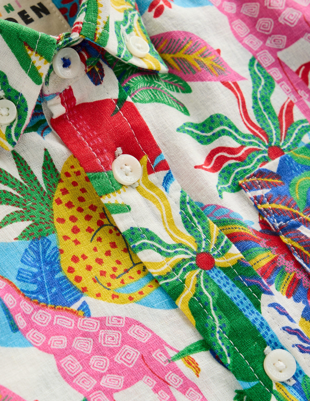 Cotton Linen Shirt-Ivory Multi Jungle - Image 3