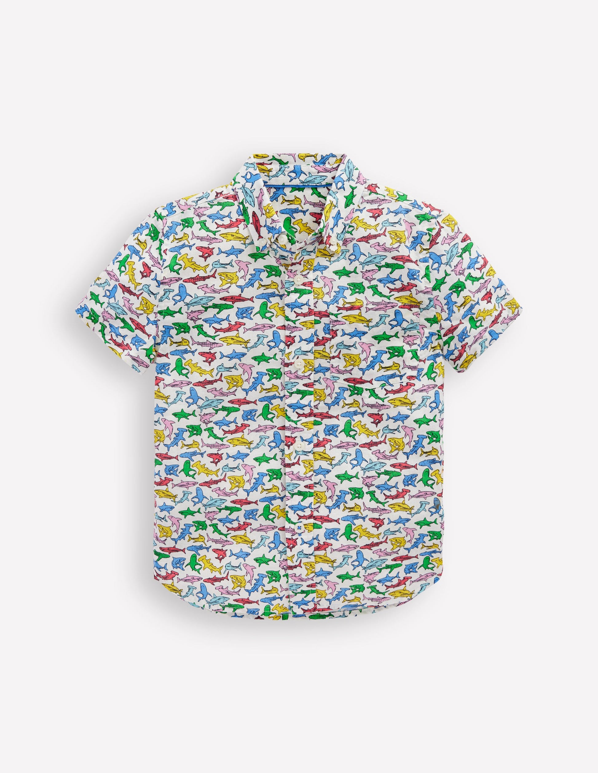 Cotton Linen Shirt-Multi Sharks-2