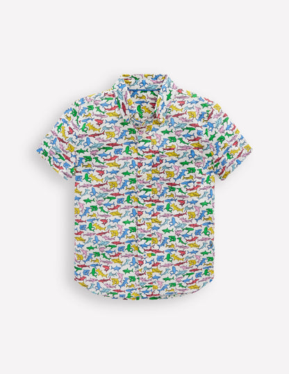 Cotton Linen Shirt-Multi Sharks-2