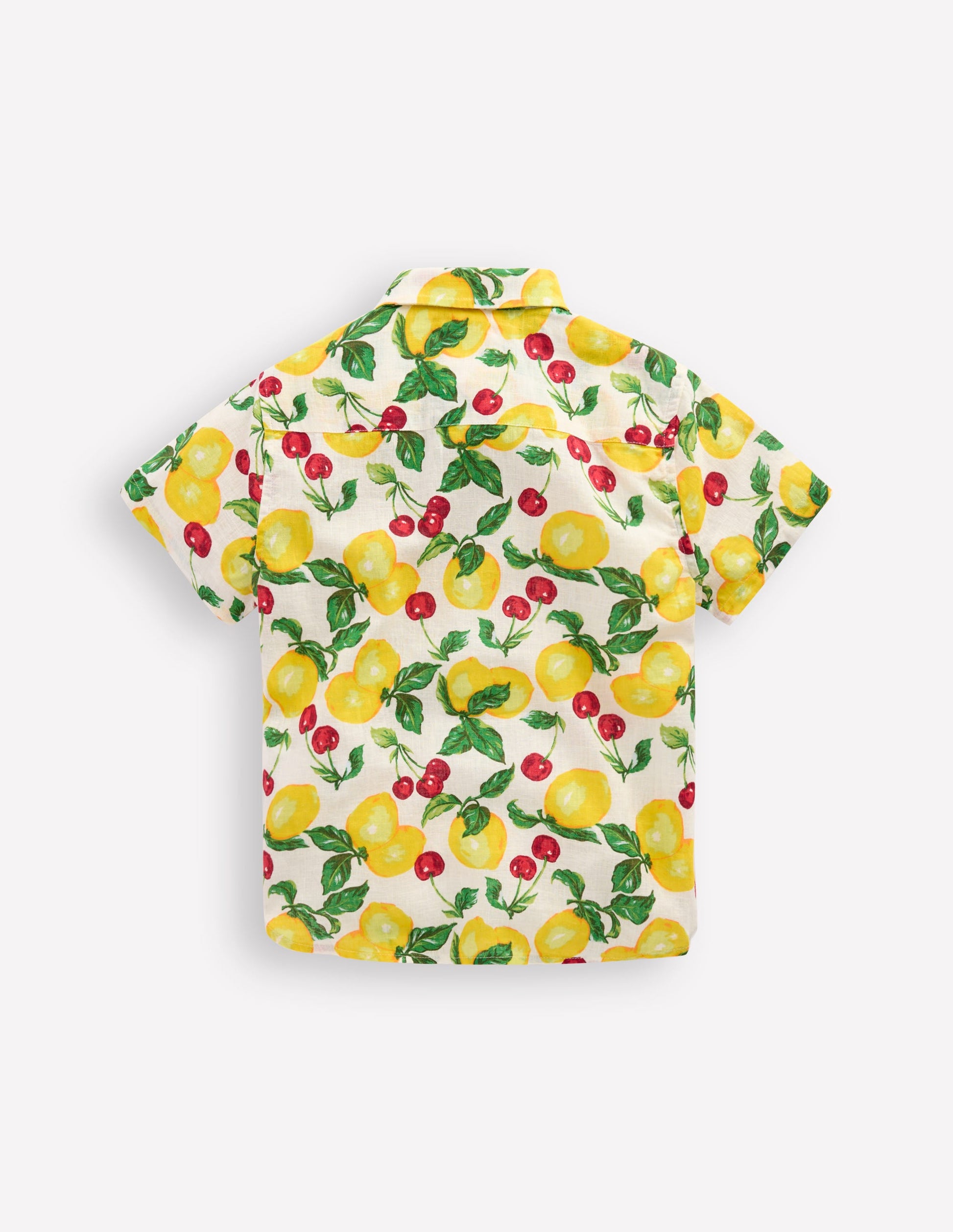 Cotton Linen Shirt-Soft Ivory Lemons and Cherries-2