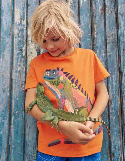 Superstitch T-Shirt-Bright Orange Iguana