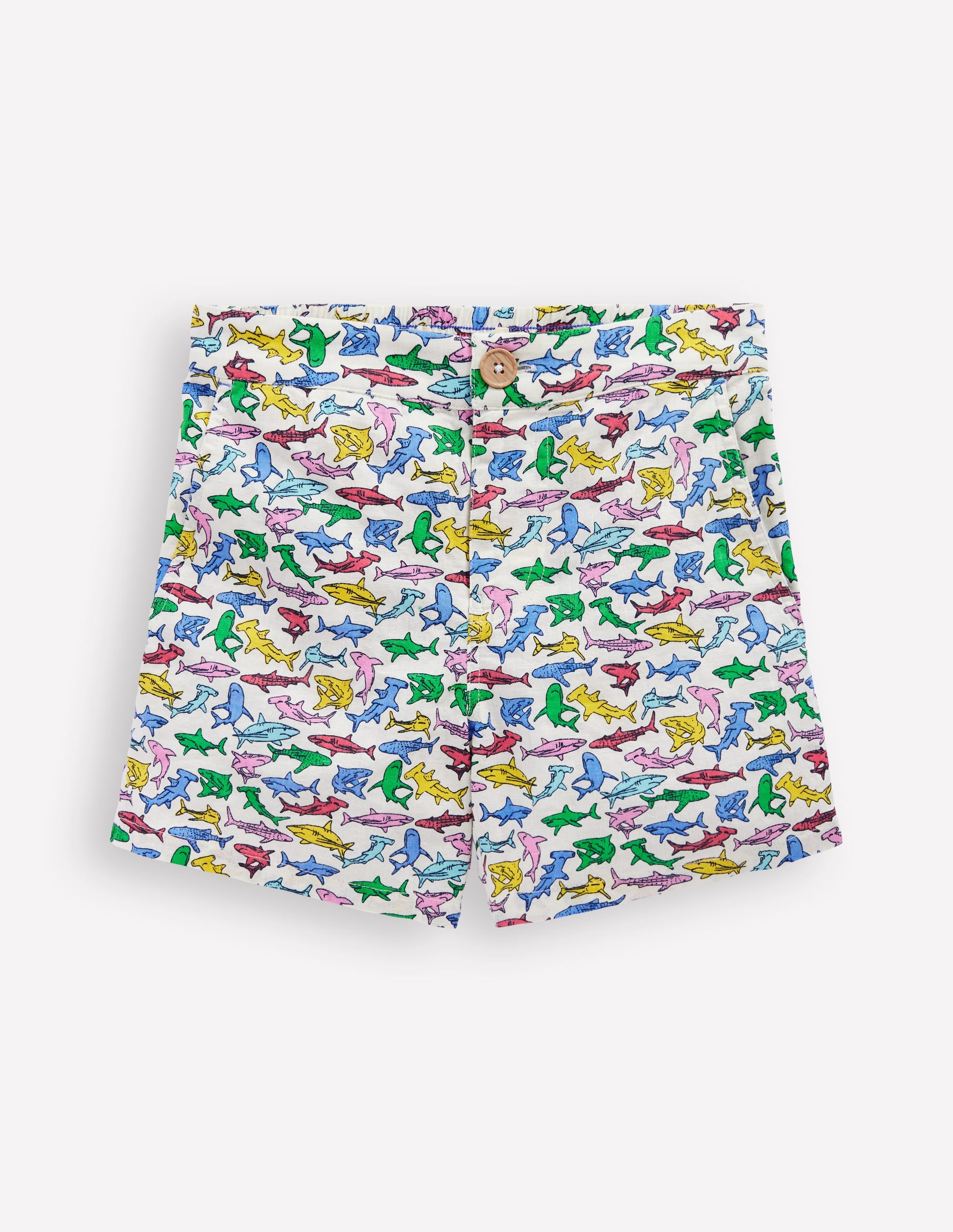 Cotton Linen Shorts-Multi Micro Sharks - Image 1