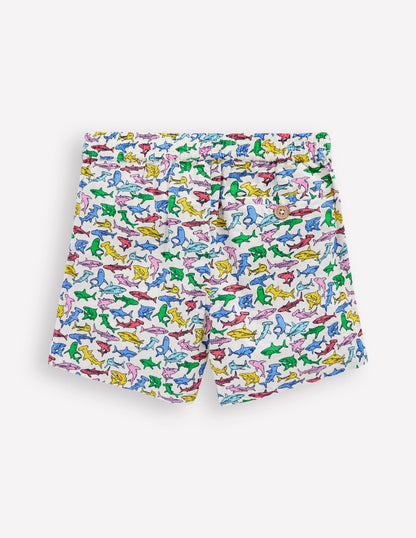 Cotton Linen Shorts-Multi Micro Sharks-2