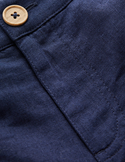 Cotton Linen Shorts-Navy-4