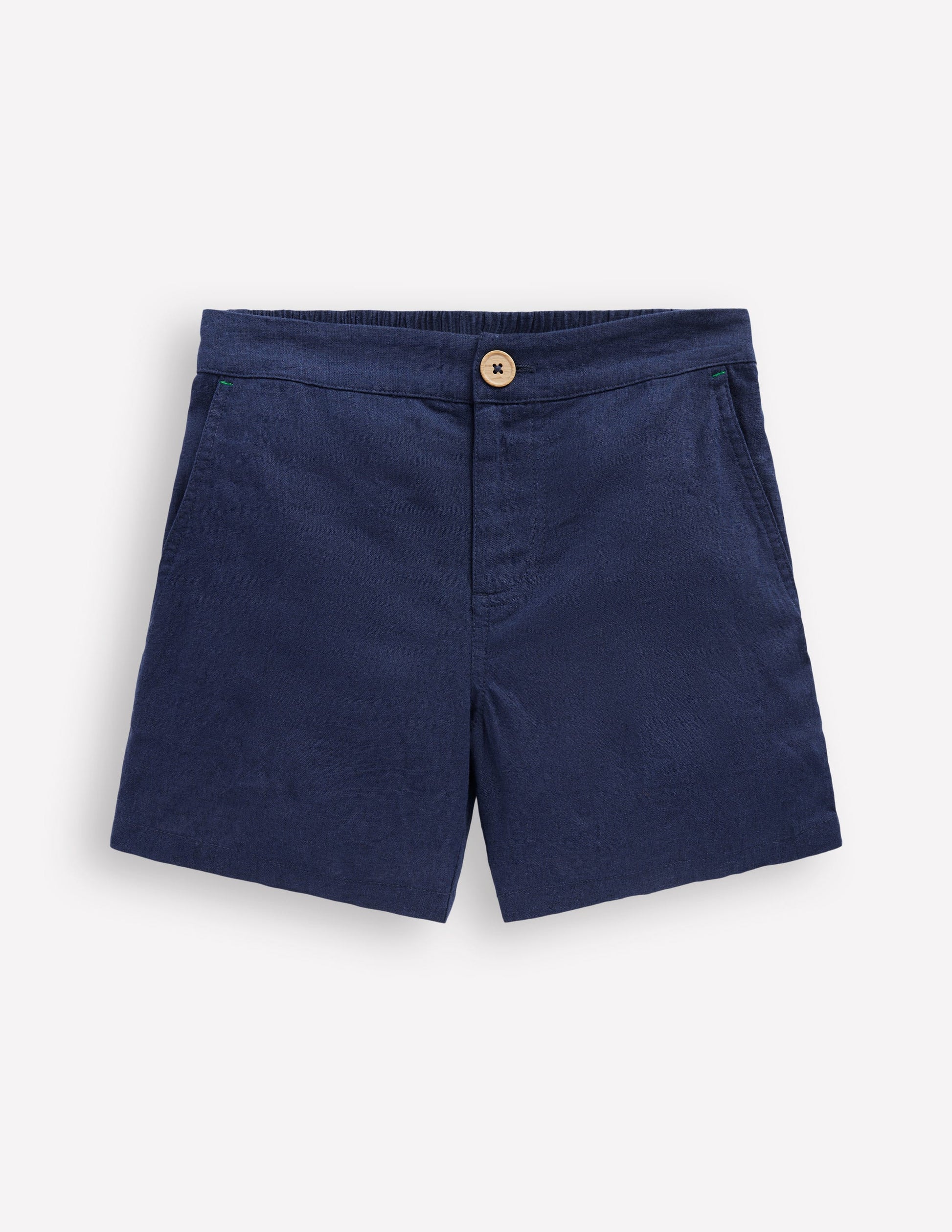 Cotton Linen Shorts-Navy-2