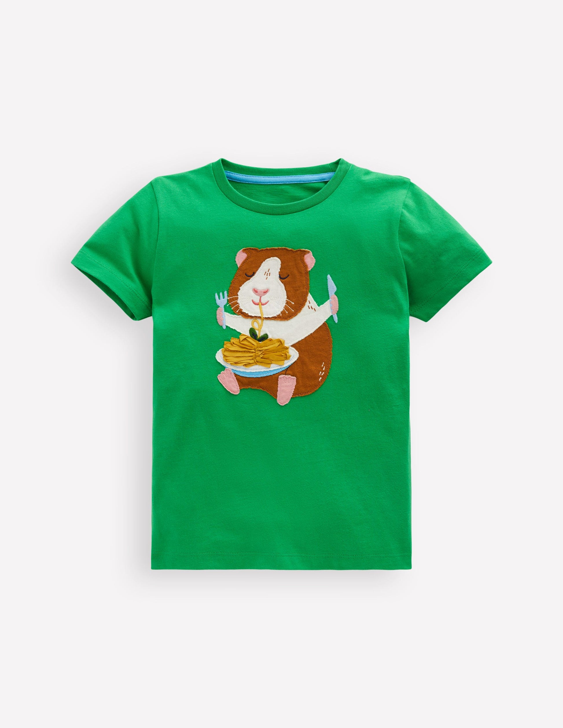 Short Sleeve Appliqué T-shirt-Sapling Green Guinea-Pig-1