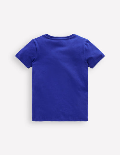 Short Sleeve Appliqué T-shirt-Sapphire Blue Fish-3